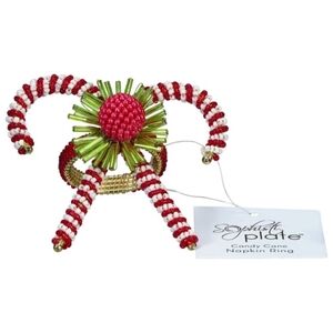 Candy Cane Napkin Rings • Set of 6 • Elegant Dinner Table Decor • NWOT